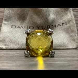 David Yurman Cushion On Point 20 mm Lemon Citrine Ring Size 7